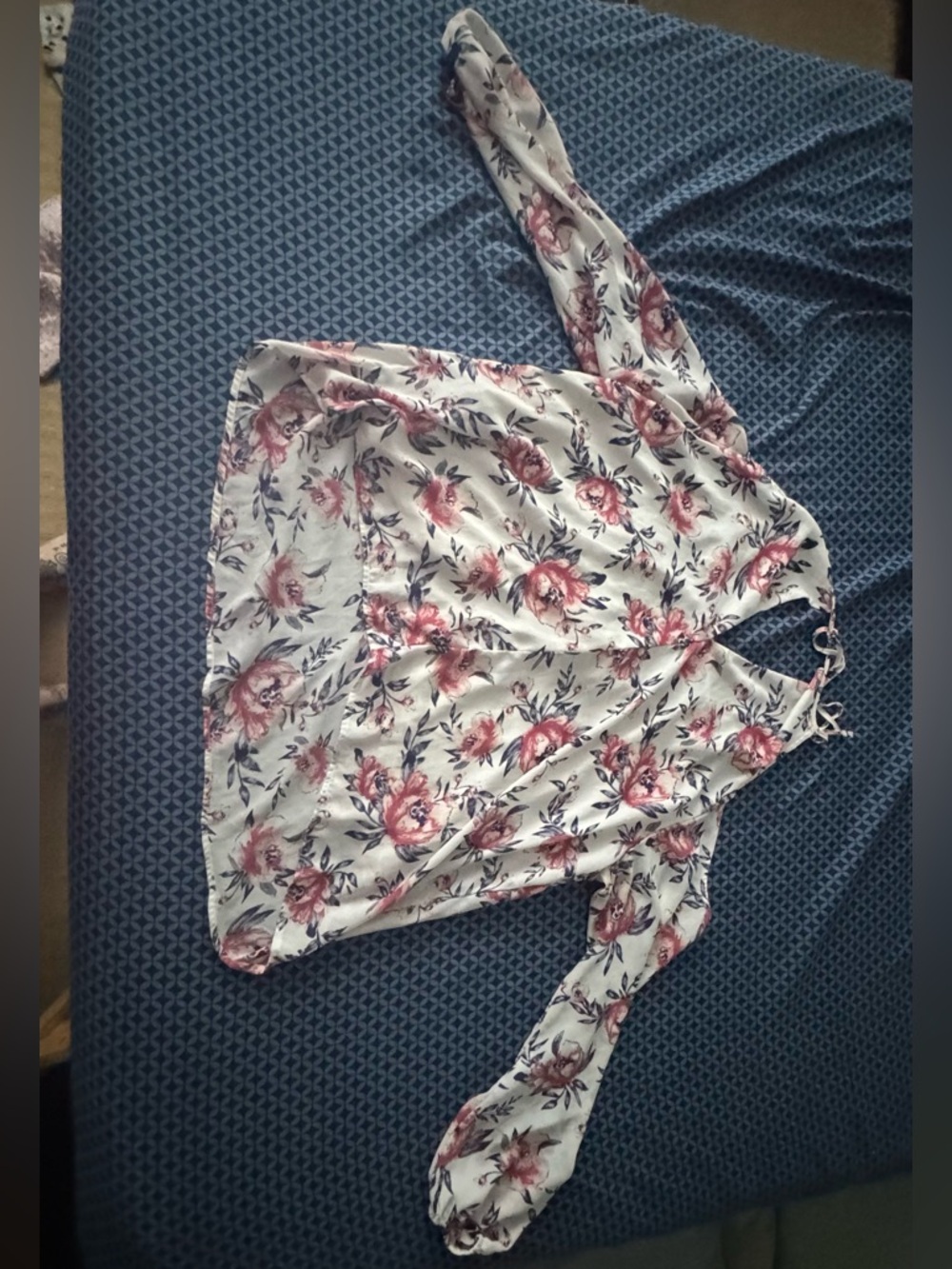 Charlotte Russe Cream Blouse with Pink Floral Print